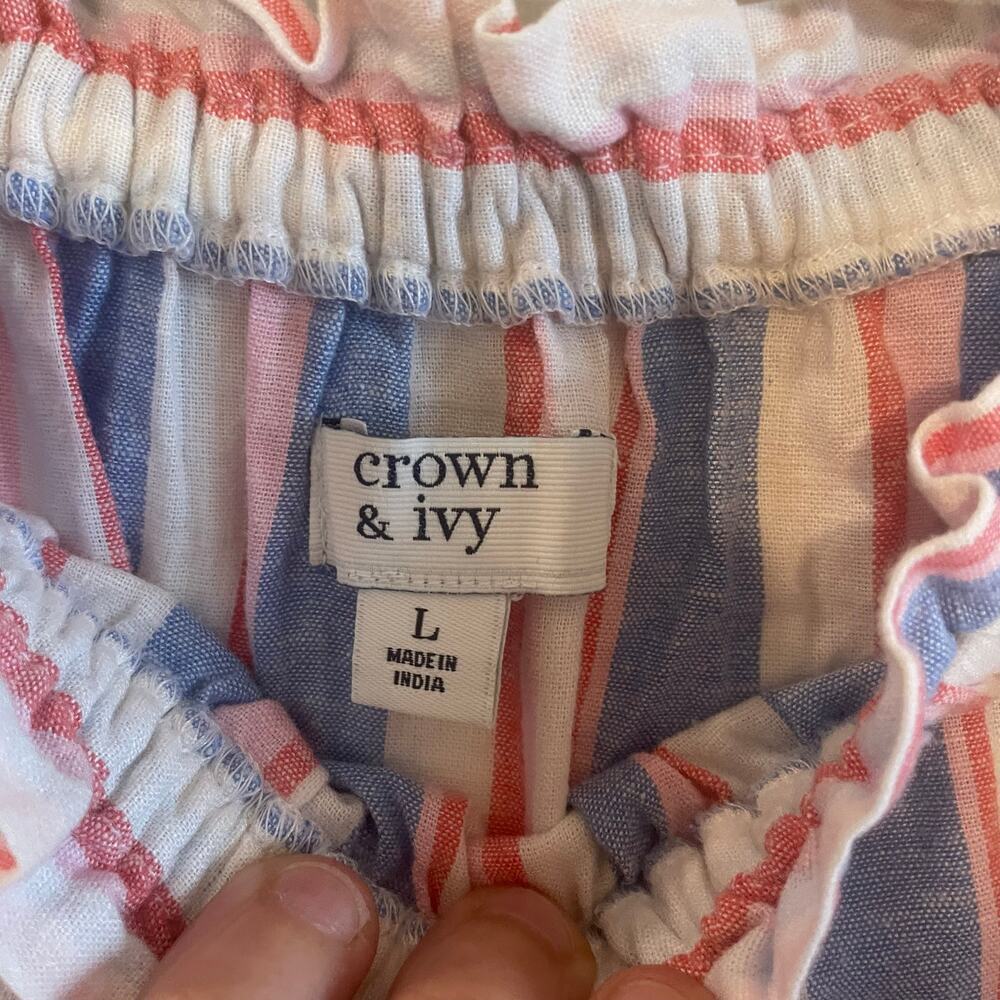 Crown & Ivy striped off-shoulder top size large - Picture 3 of 10